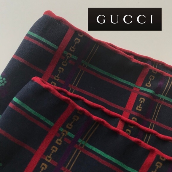 Gucci Accessories - GUCCI Silk HORSE BIT Rare LOGO Silk Square Scarf! Red Blue Gold Rare NEW VINTAGE